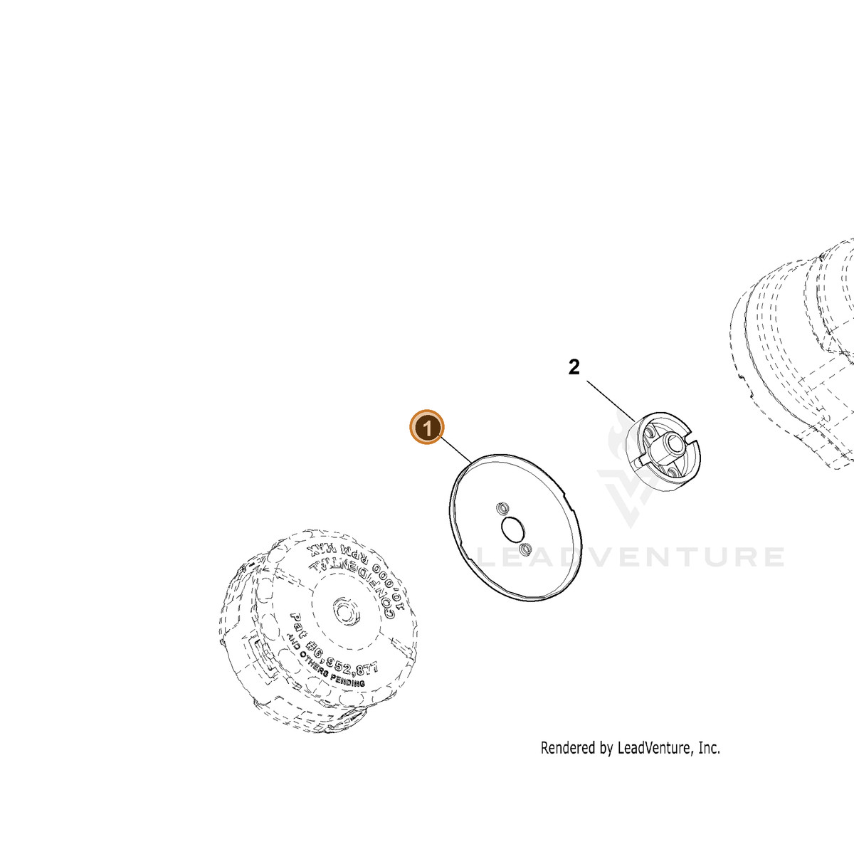 ECHO part YH475000260 — IPL diagram snippet (6x zoom, amber highlight)