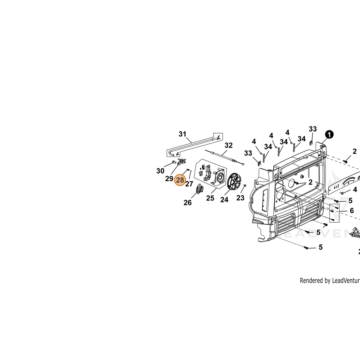ECHO part YH476000040 — IPL diagram snippet (6x zoom, amber highlight)