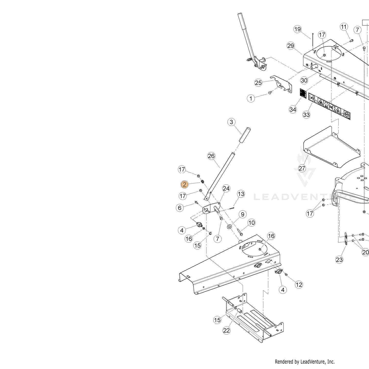 ECHO part YH476000160 — IPL diagram snippet (6x zoom, amber highlight)