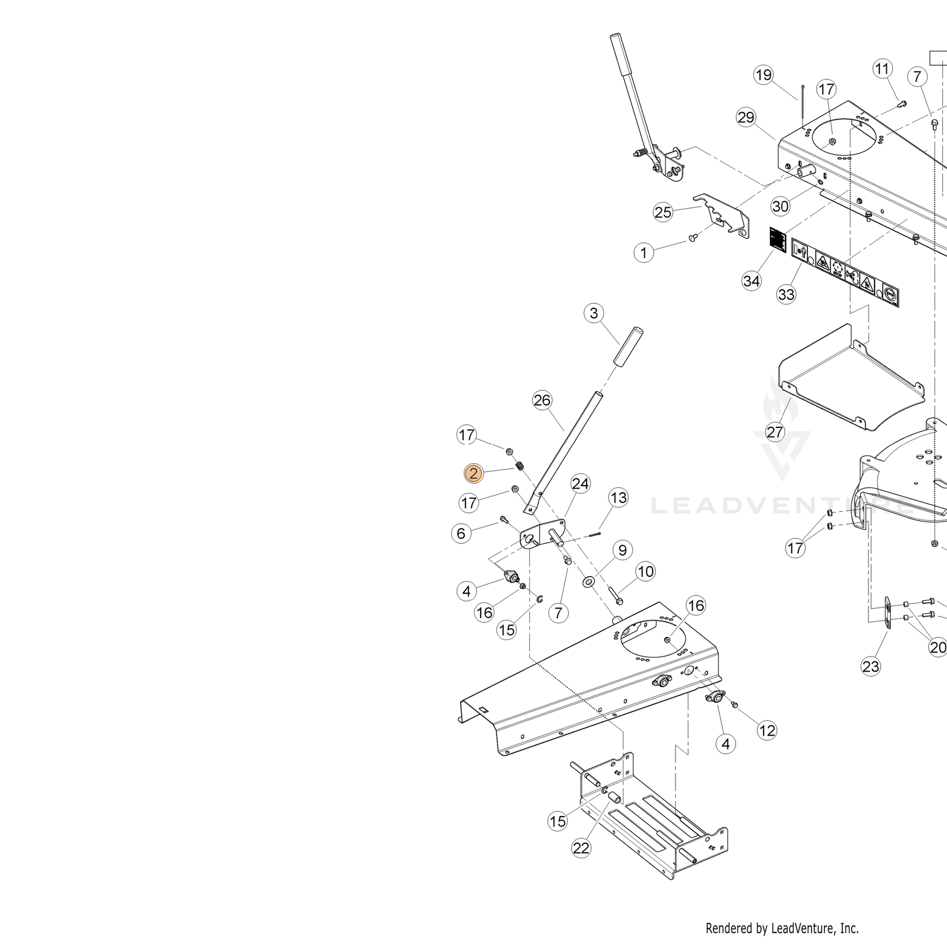 ECHO part YH476000160 — IPL diagram snippet (6x zoom, amber highlight)