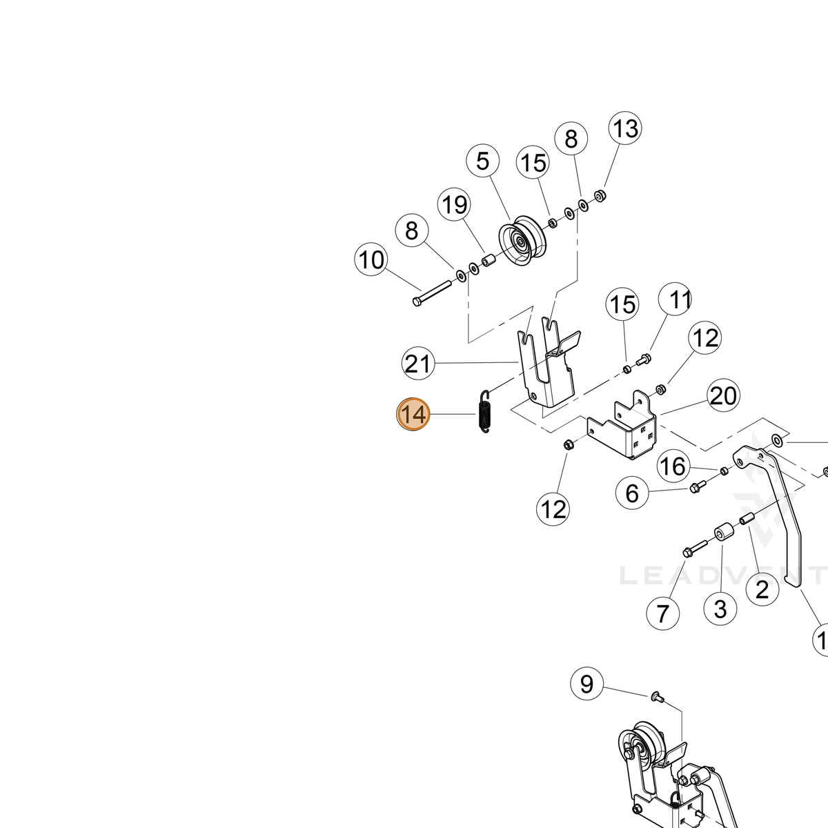 ECHO part YH476000170 — IPL diagram snippet (6x zoom, amber highlight)