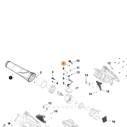 ECHO part YH476000190 — IPL diagram snippet (6x zoom, amber highlight)
