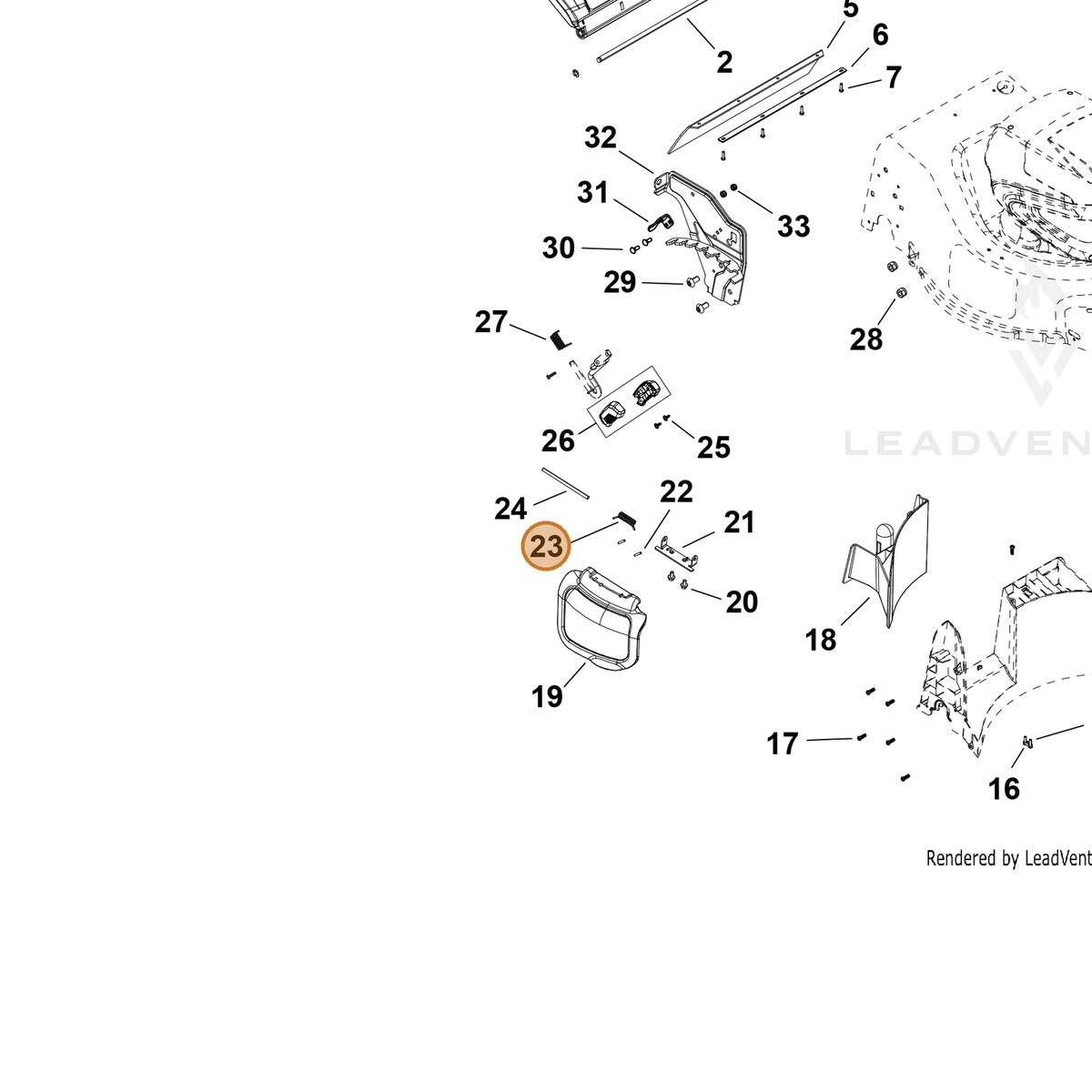 ECHO part YH476000250 — IPL diagram snippet (6x zoom, amber highlight)