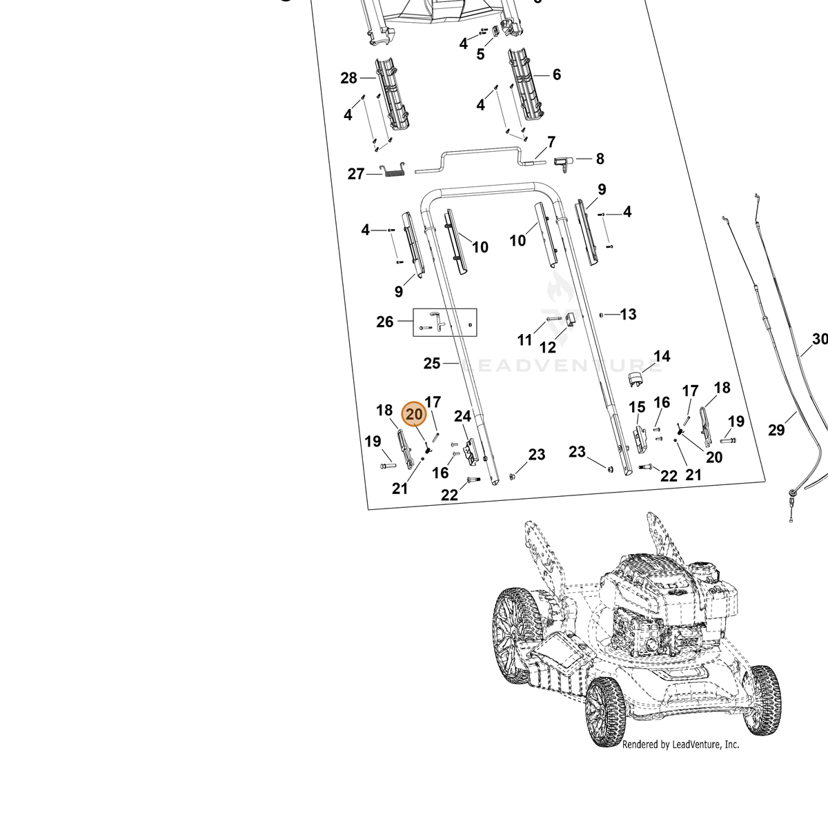 Echo part YH476000410 — IPL diagram snippet (6x zoom, amber highlight)