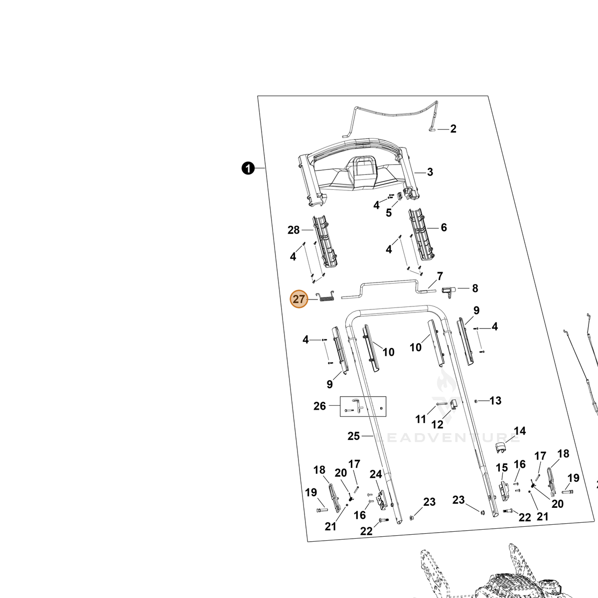 Echo part YH476000420 — IPL diagram snippet (6x zoom, amber highlight)