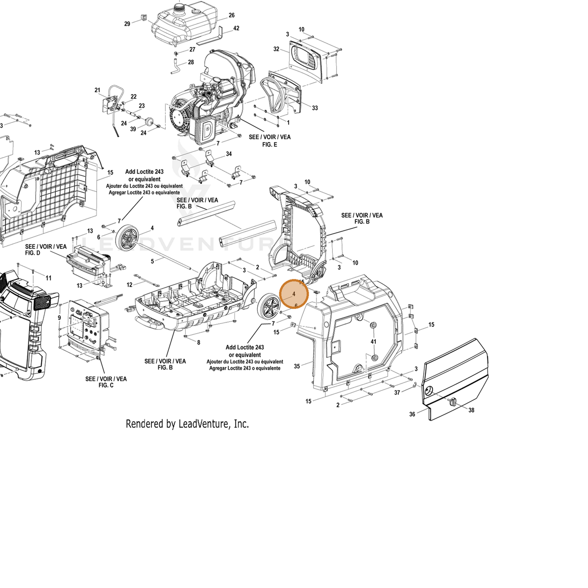 ECHO part YH478000020 — IPL diagram snippet (6x zoom, amber highlight)