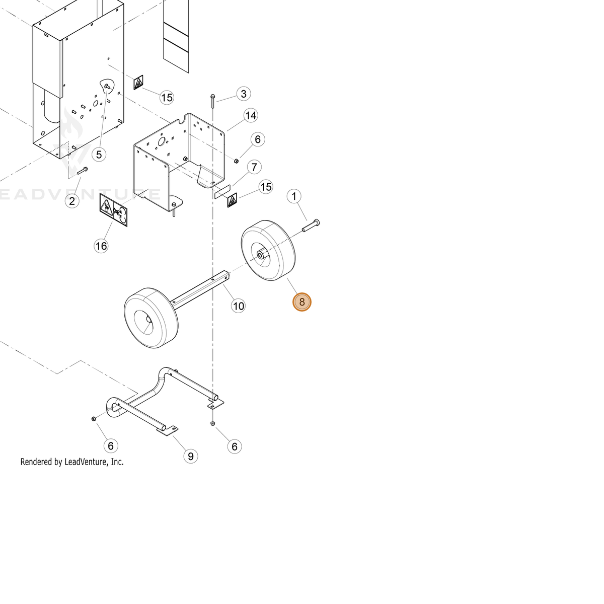 ECHO part YH478000060 — IPL diagram snippet (6x zoom, amber highlight)