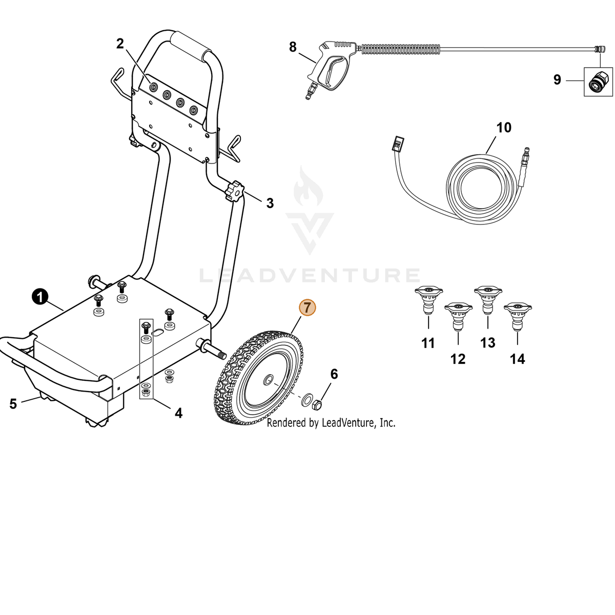 ECHO part YH478000100 — IPL diagram snippet (6x zoom, amber highlight)