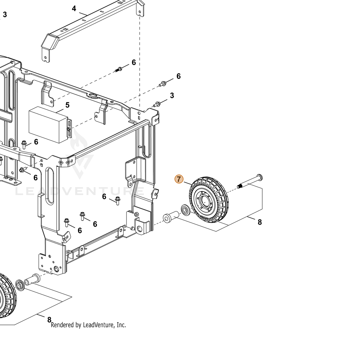 ECHO part YH478000160 — IPL diagram snippet (6x zoom, amber highlight)