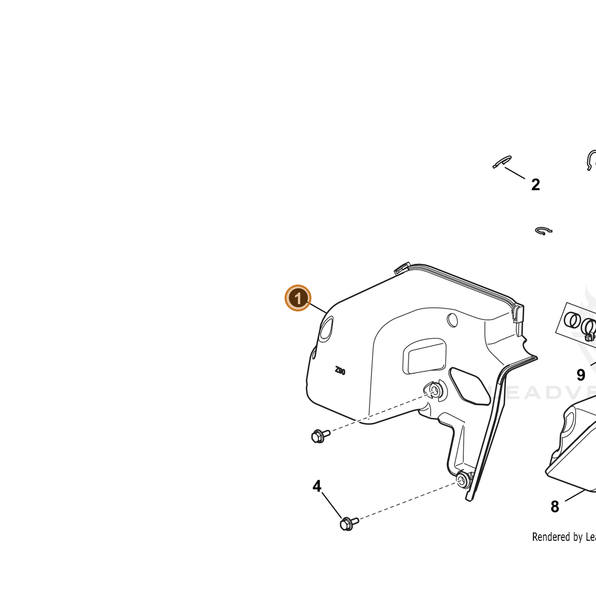 ECHO part YH479000120 — IPL diagram snippet (6x zoom, amber highlight)