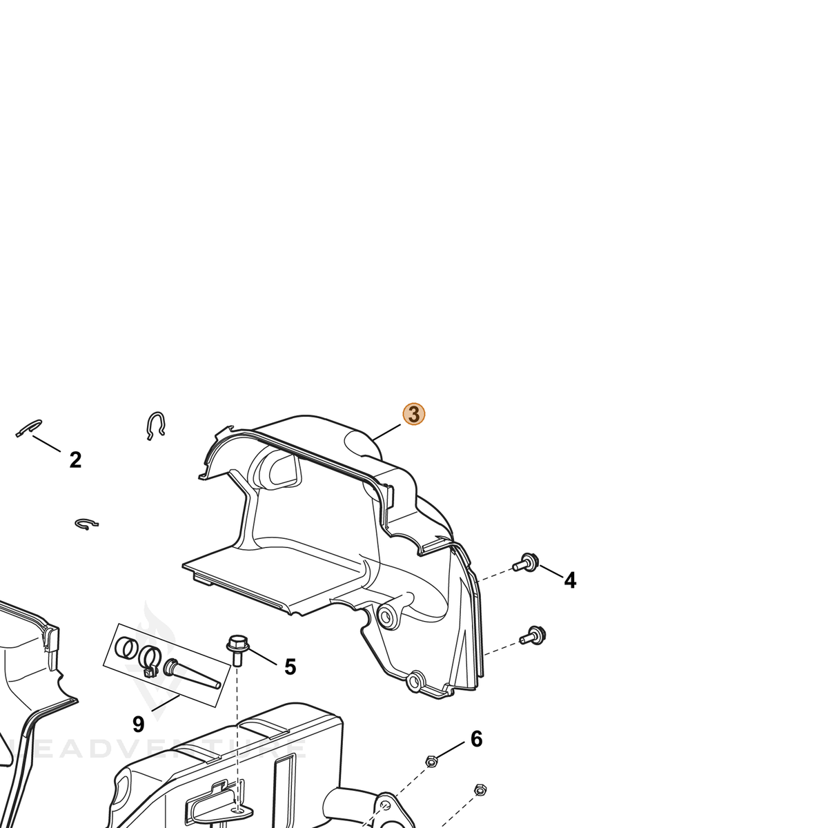 ECHO part YH479000130 — IPL diagram snippet (6x zoom, amber highlight)