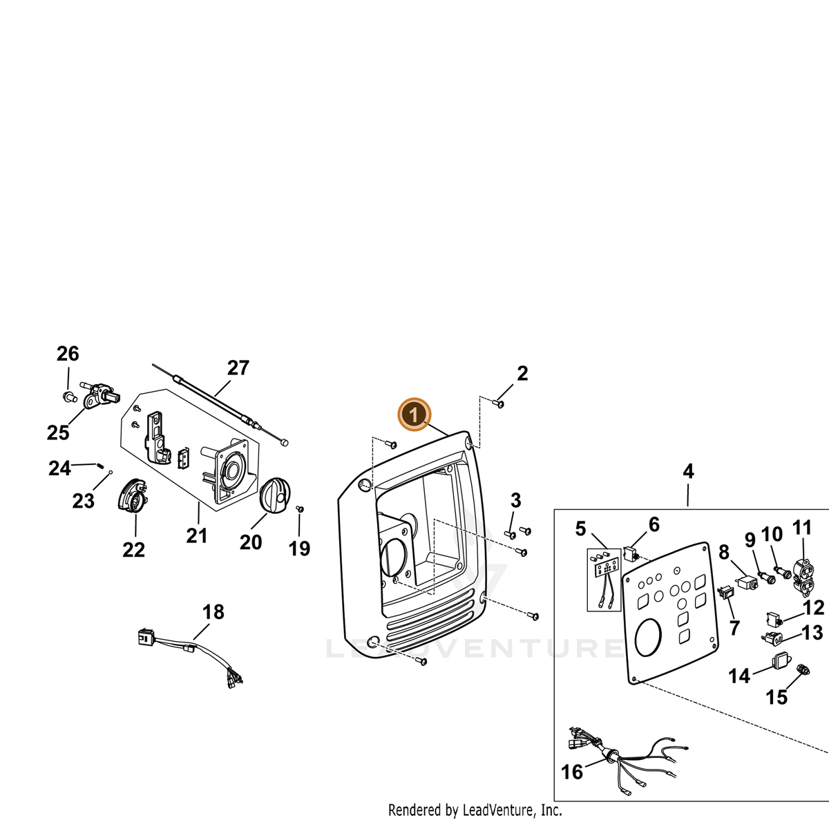 ECHO part YH479000160 — IPL diagram snippet (6x zoom, amber highlight)