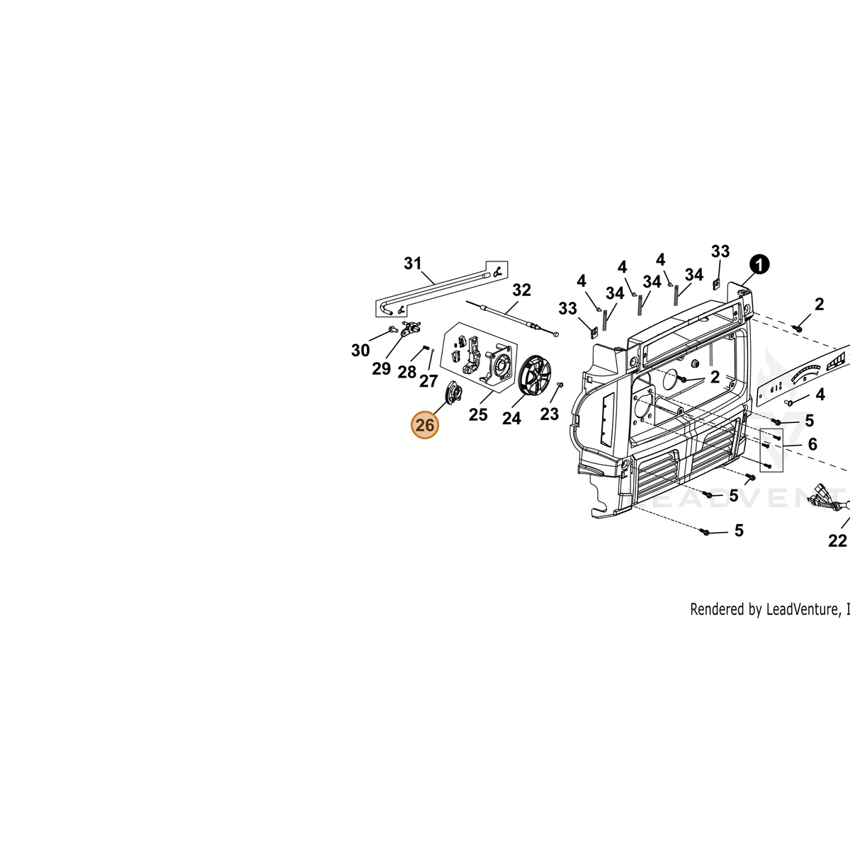 ECHO part YH479000170 — IPL diagram snippet (6x zoom, amber highlight)