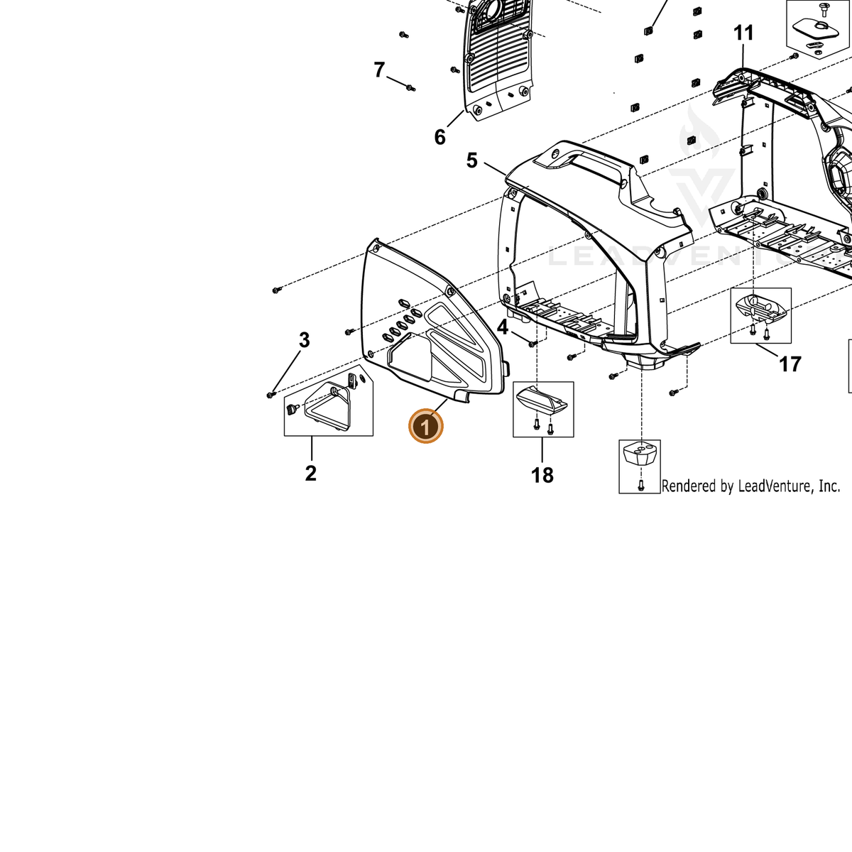 ECHO part YH479000180 — IPL diagram snippet (6x zoom, amber highlight)
