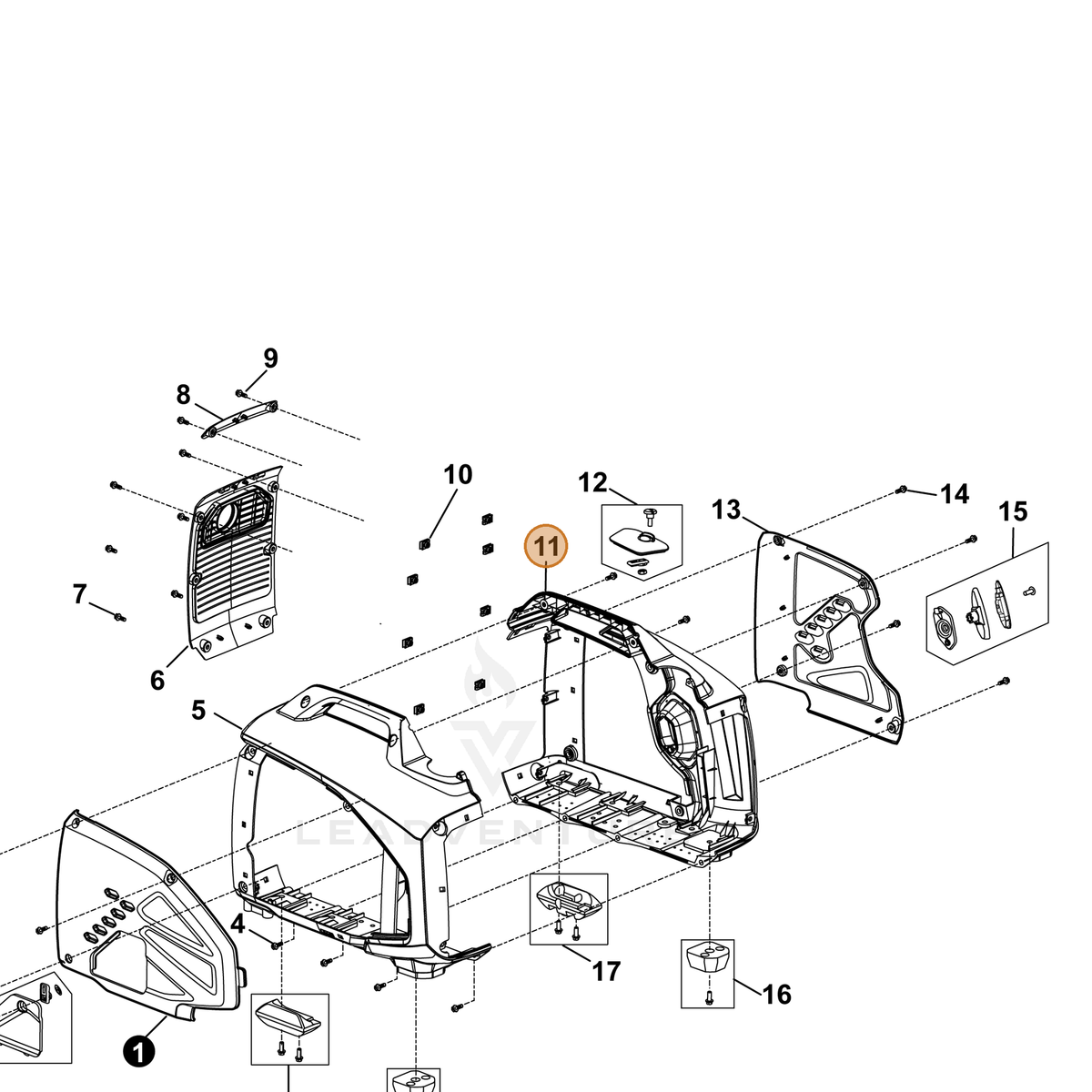 ECHO part YH479000210 — IPL diagram snippet (6x zoom, amber highlight)