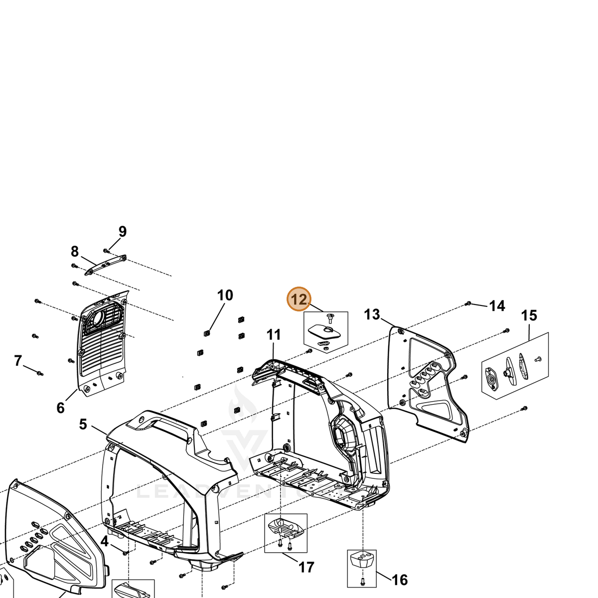 ECHO part YH479000220 — IPL diagram snippet (6x zoom, amber highlight)
