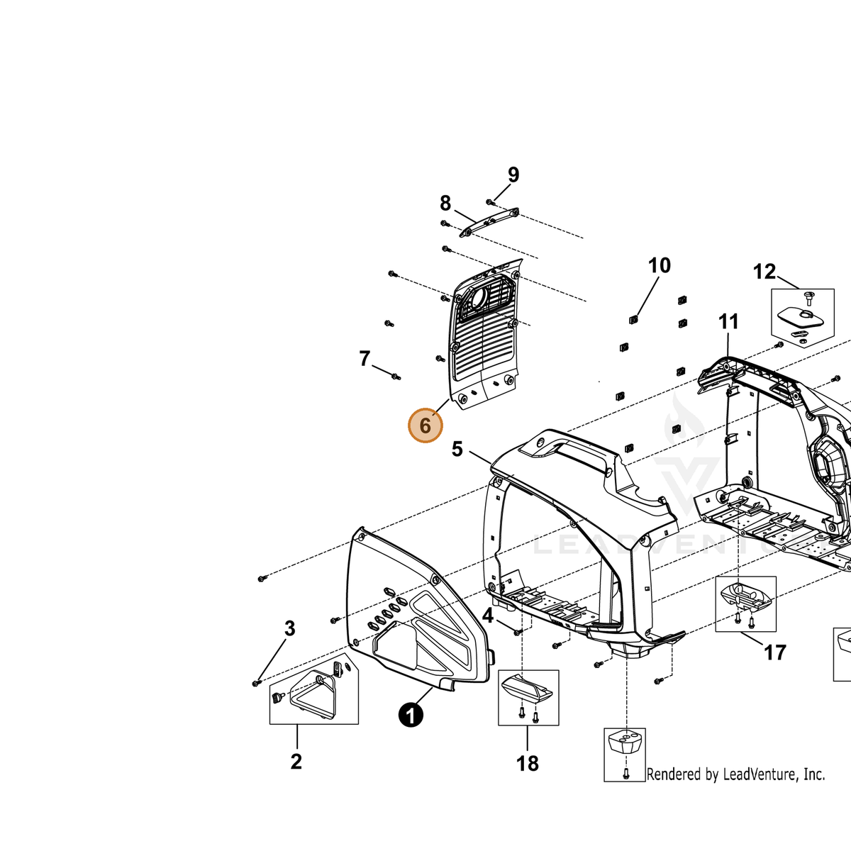 ECHO part YH479000230 — IPL diagram snippet (6x zoom, amber highlight)