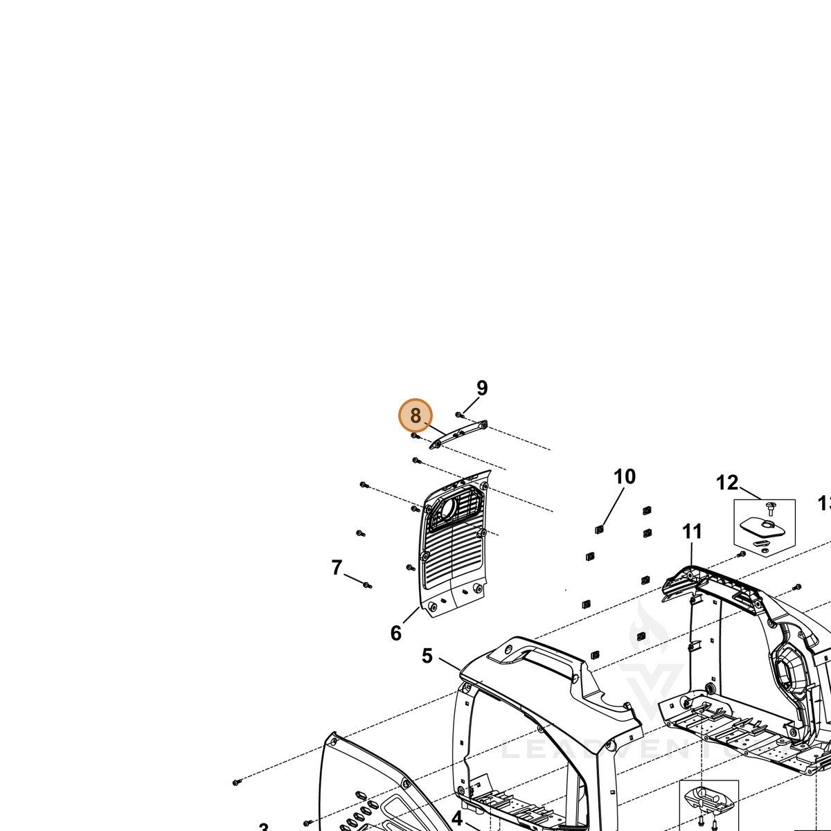 ECHO part YH479000240 — IPL diagram snippet (6x zoom, amber highlight)