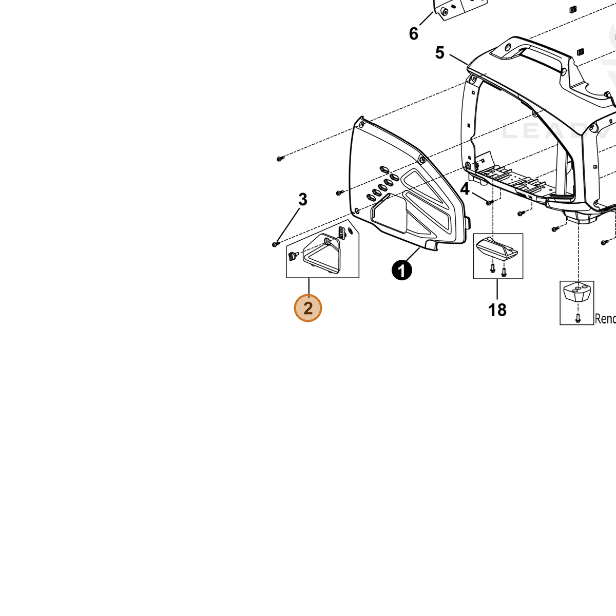 ECHO part YH479000250 — IPL diagram snippet (6x zoom, amber highlight)