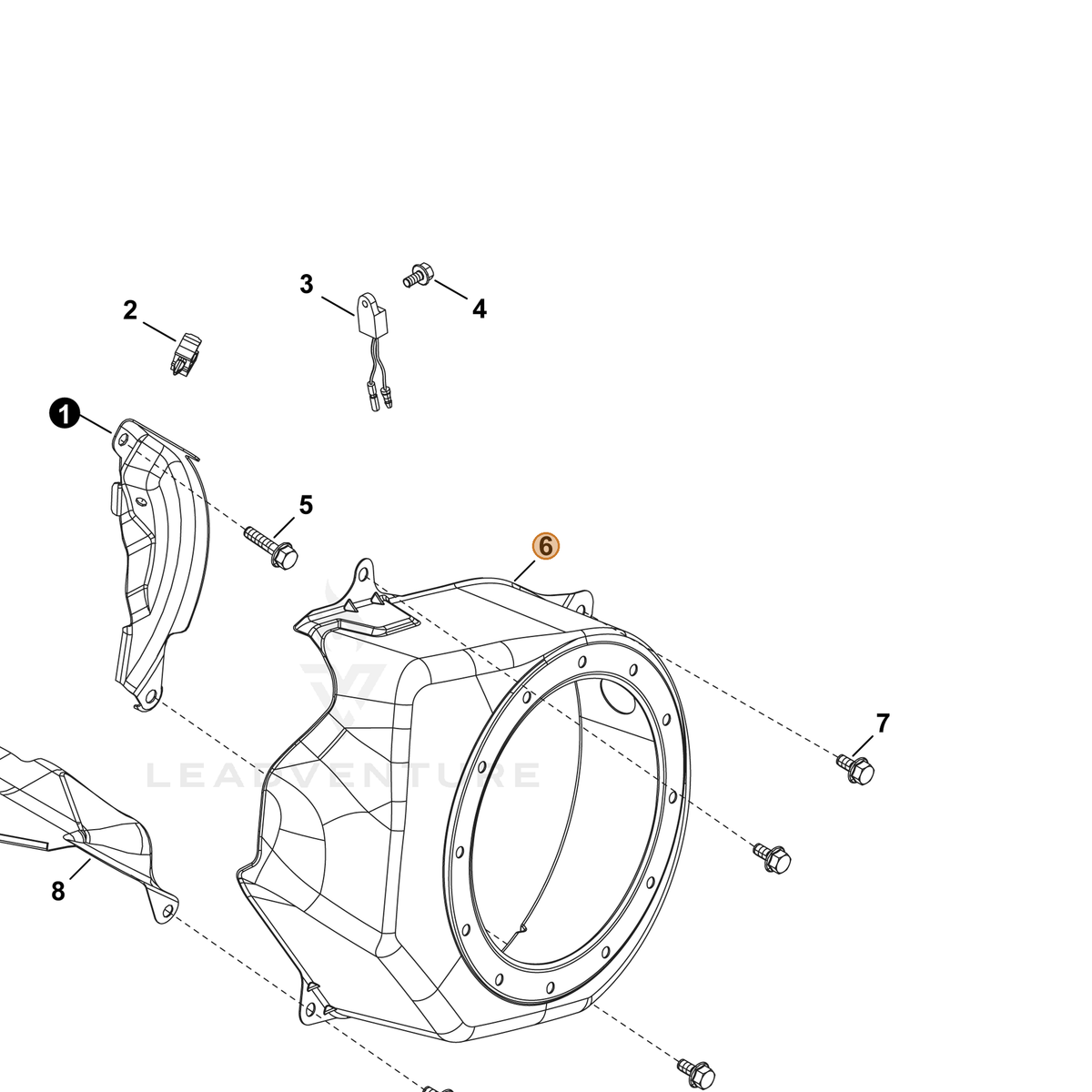 ECHO part YH479000260 — IPL diagram snippet (6x zoom, amber highlight)