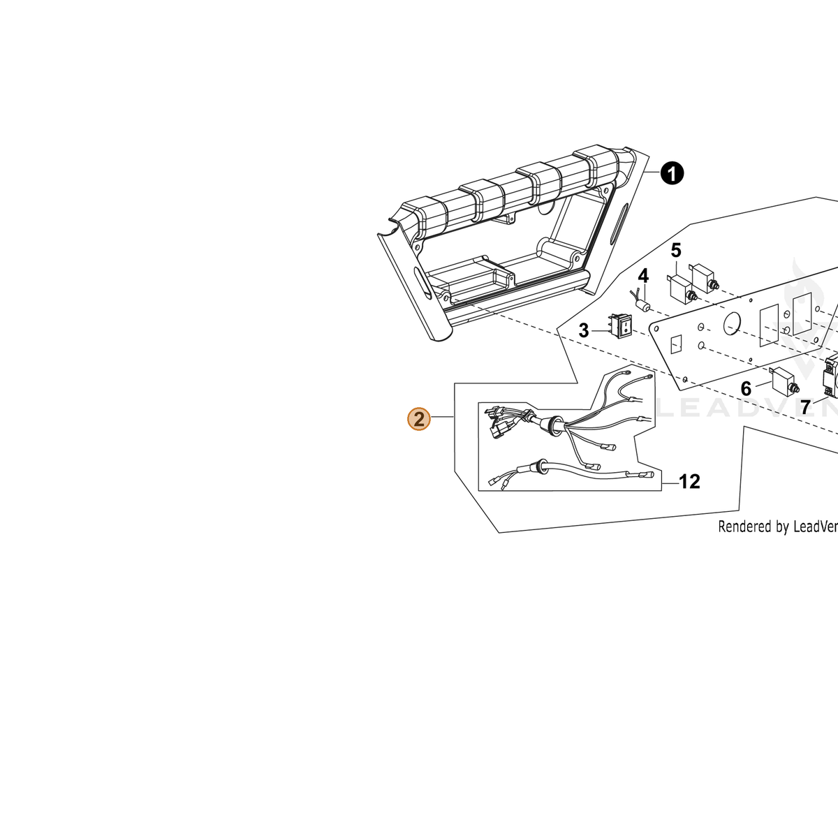 ECHO part YH479000320 — IPL diagram snippet (6x zoom, amber highlight)