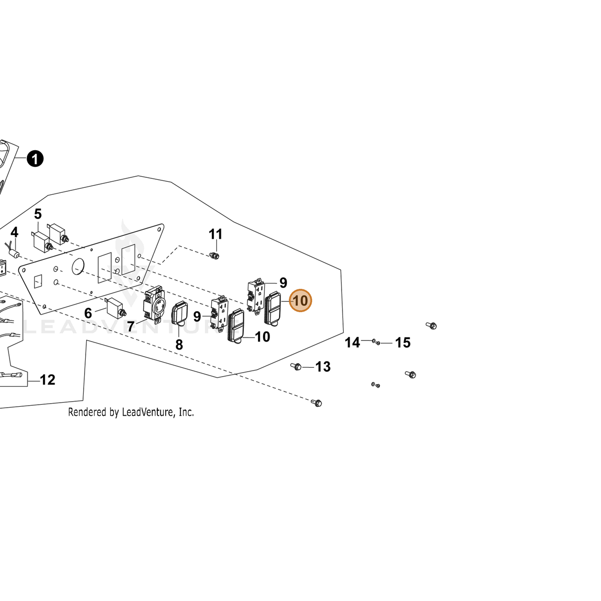 ECHO part YH479000350 — IPL diagram snippet (6x zoom, amber highlight)