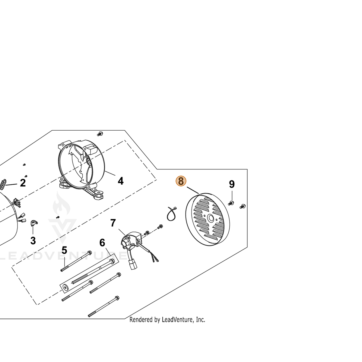 ECHO part YH479000360 — IPL diagram snippet (6x zoom, amber highlight)
