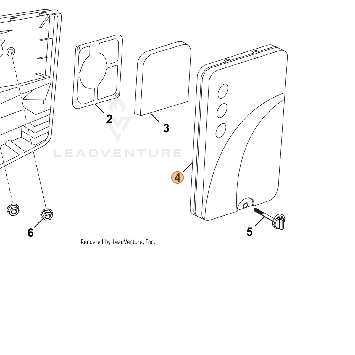 ECHO part YH479000400 — IPL diagram snippet (6x zoom, amber highlight)