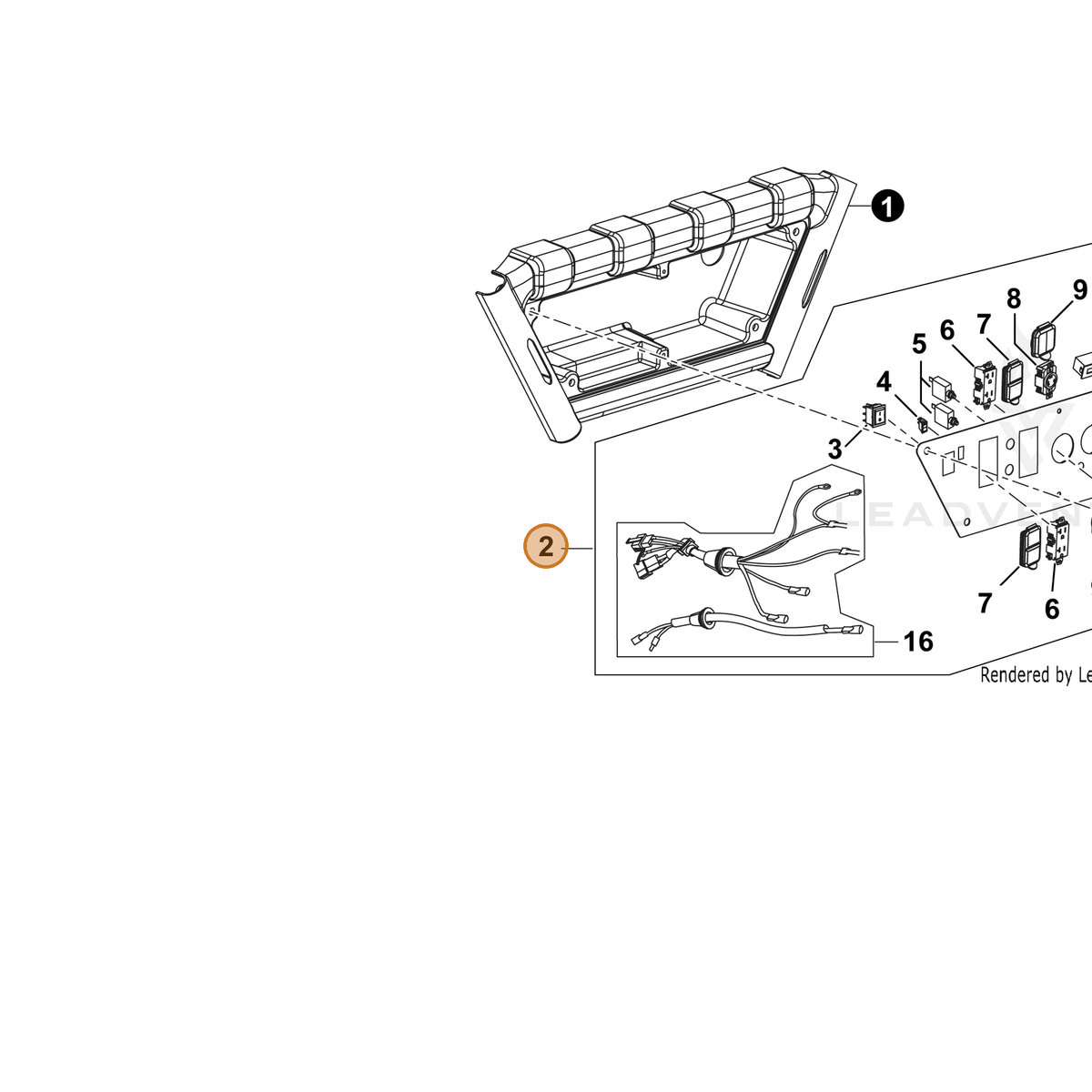 ECHO part YH479000440 — IPL diagram snippet (6x zoom, amber highlight)