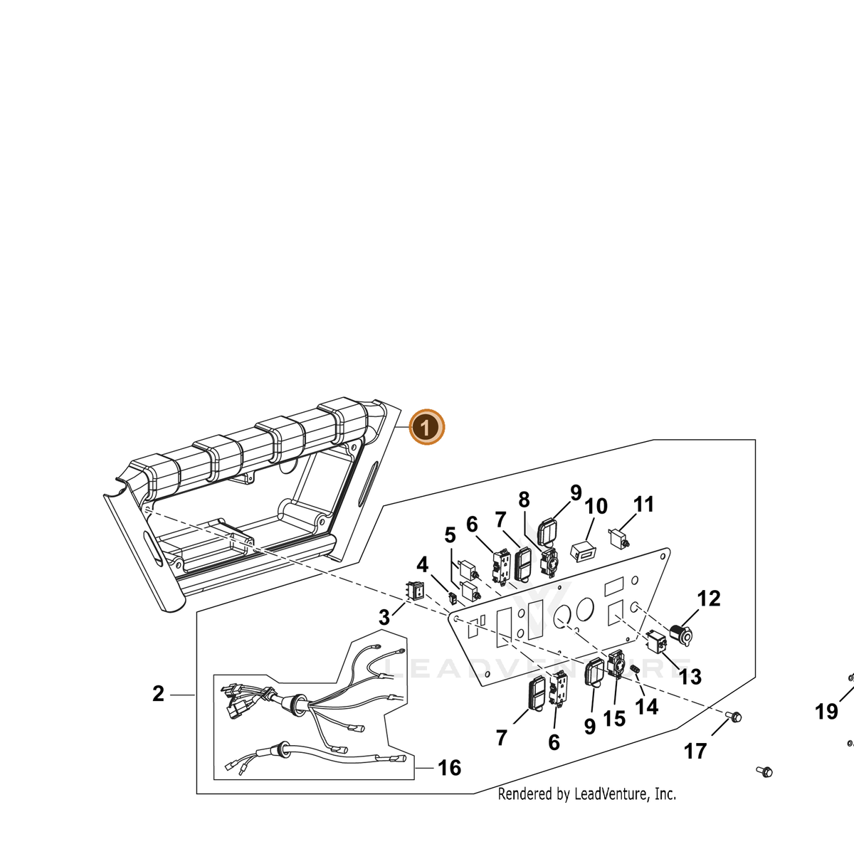 ECHO part YH479000450 — IPL diagram snippet (6x zoom, amber highlight)