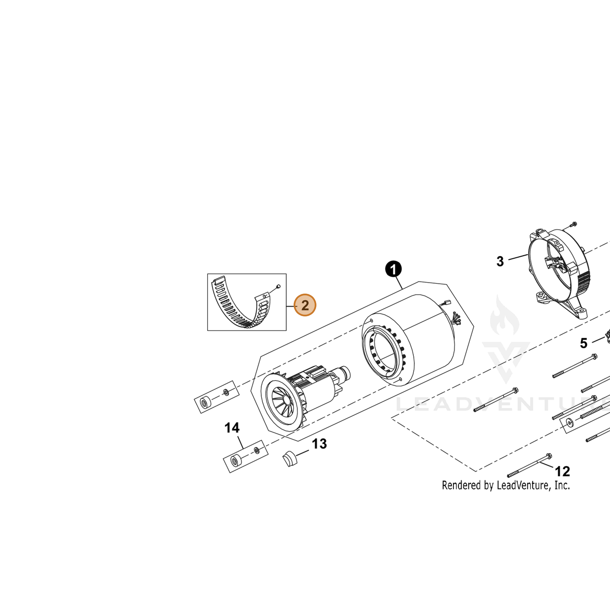 ECHO part YH479000480 — IPL diagram snippet (6x zoom, amber highlight)