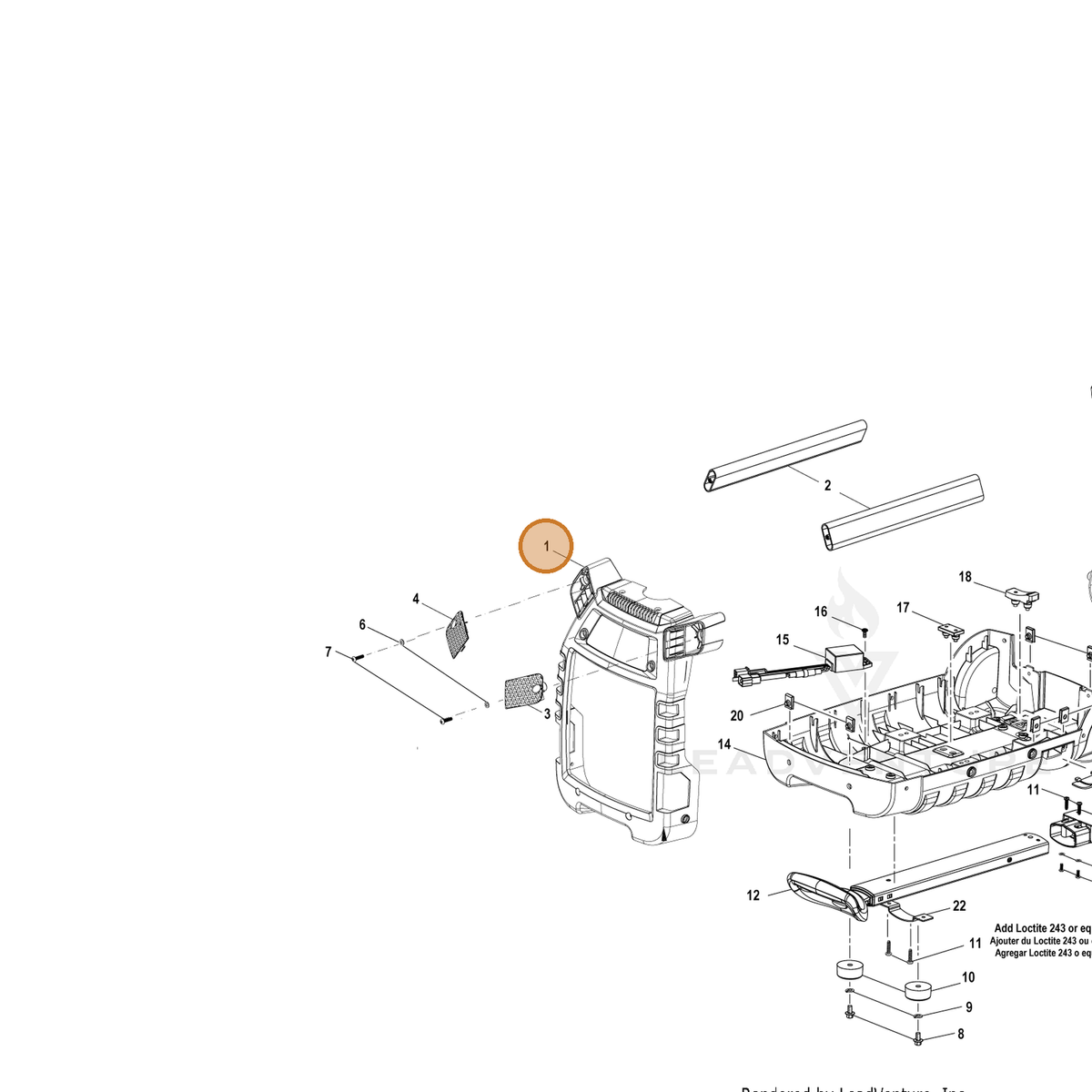 ECHO part YH479000500 — IPL diagram snippet (6x zoom, amber highlight)