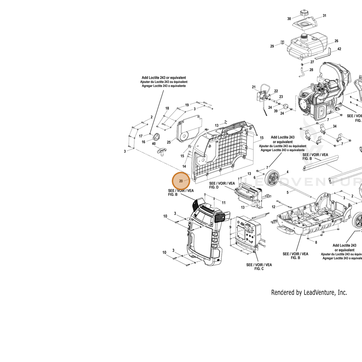 ECHO part YH479000540 — IPL diagram snippet (6x zoom, amber highlight)