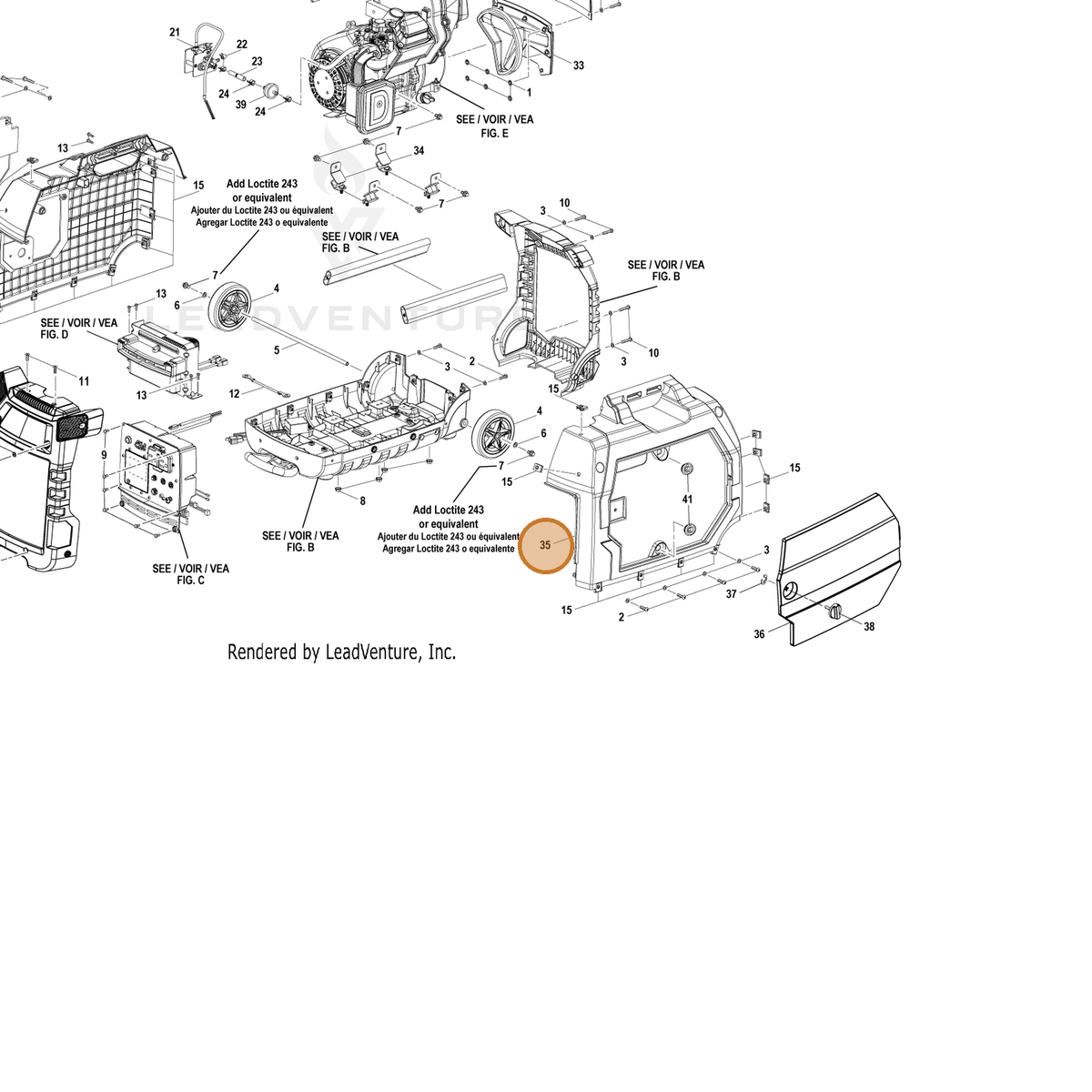 ECHO part YH479000550 — IPL diagram snippet (6x zoom, amber highlight)
