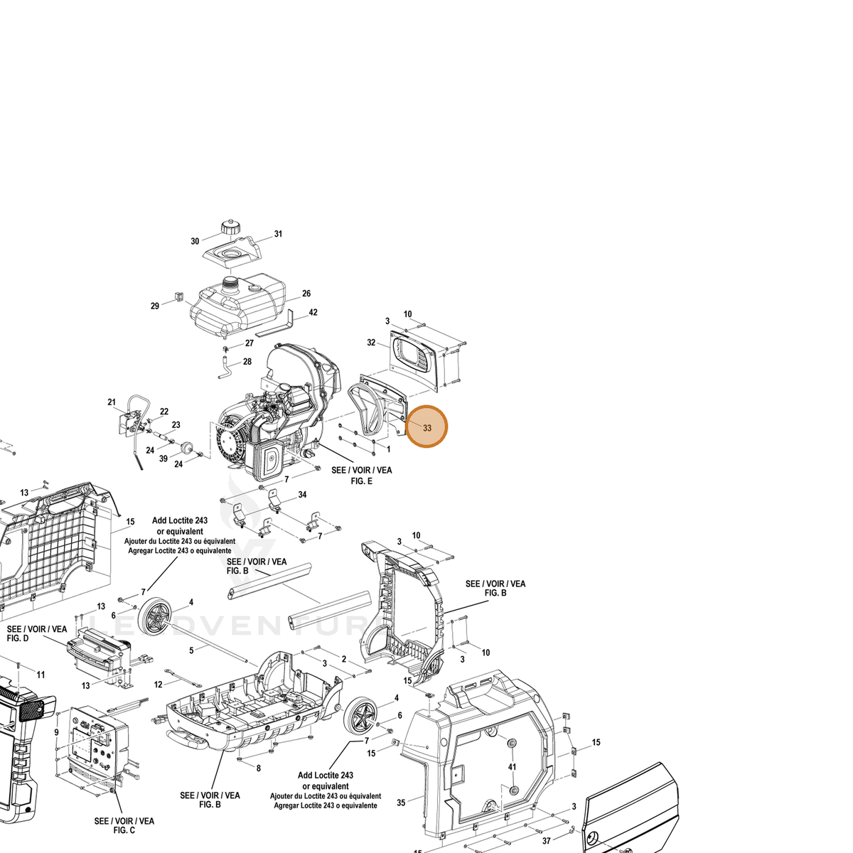 ECHO part YH479000580 — IPL diagram snippet (6x zoom, amber highlight)