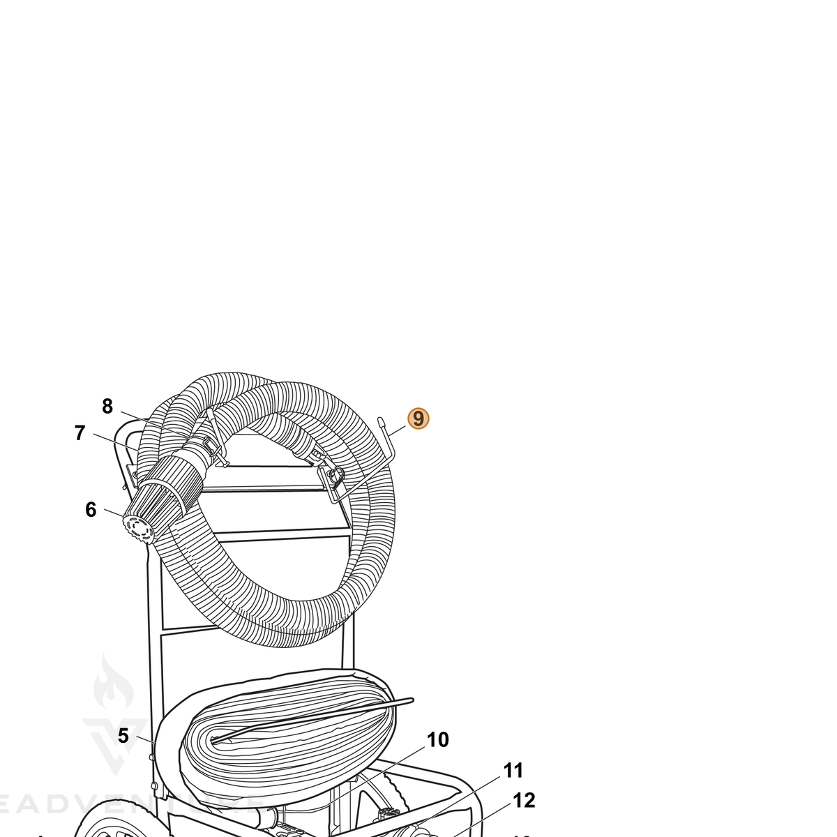 ECHO part YH479000610 — IPL diagram snippet (6x zoom, amber highlight)