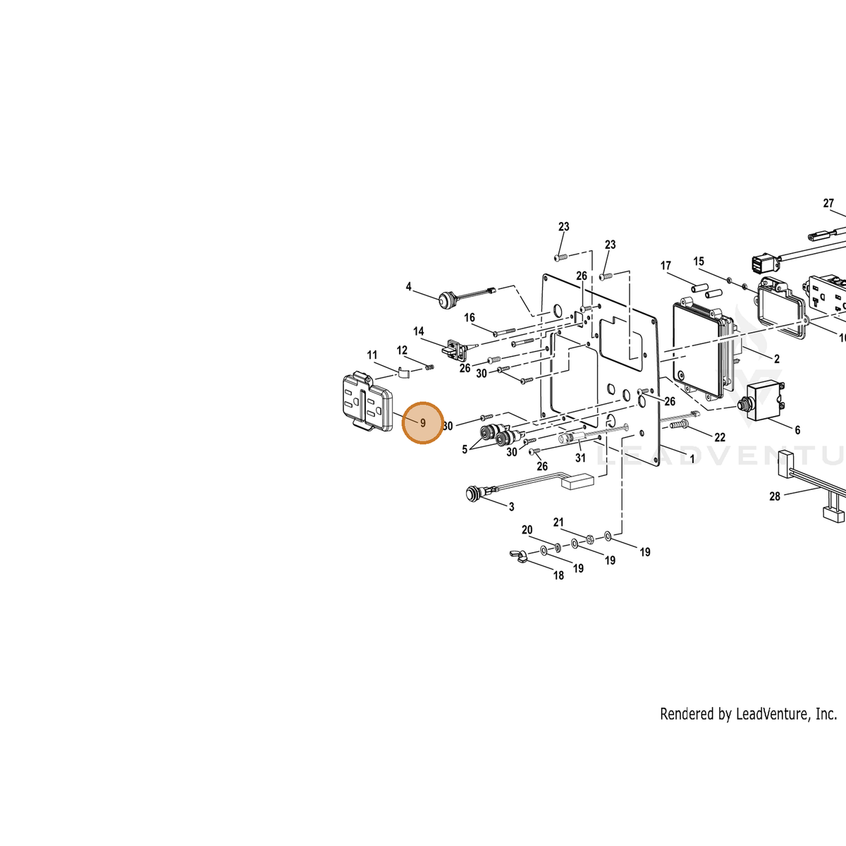 ECHO part YH479000630 — IPL diagram snippet (6x zoom, amber highlight)