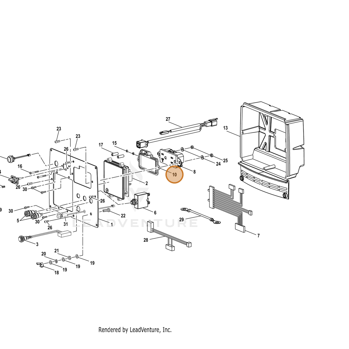 ECHO part YH479000640 — IPL diagram snippet (6x zoom, amber highlight)