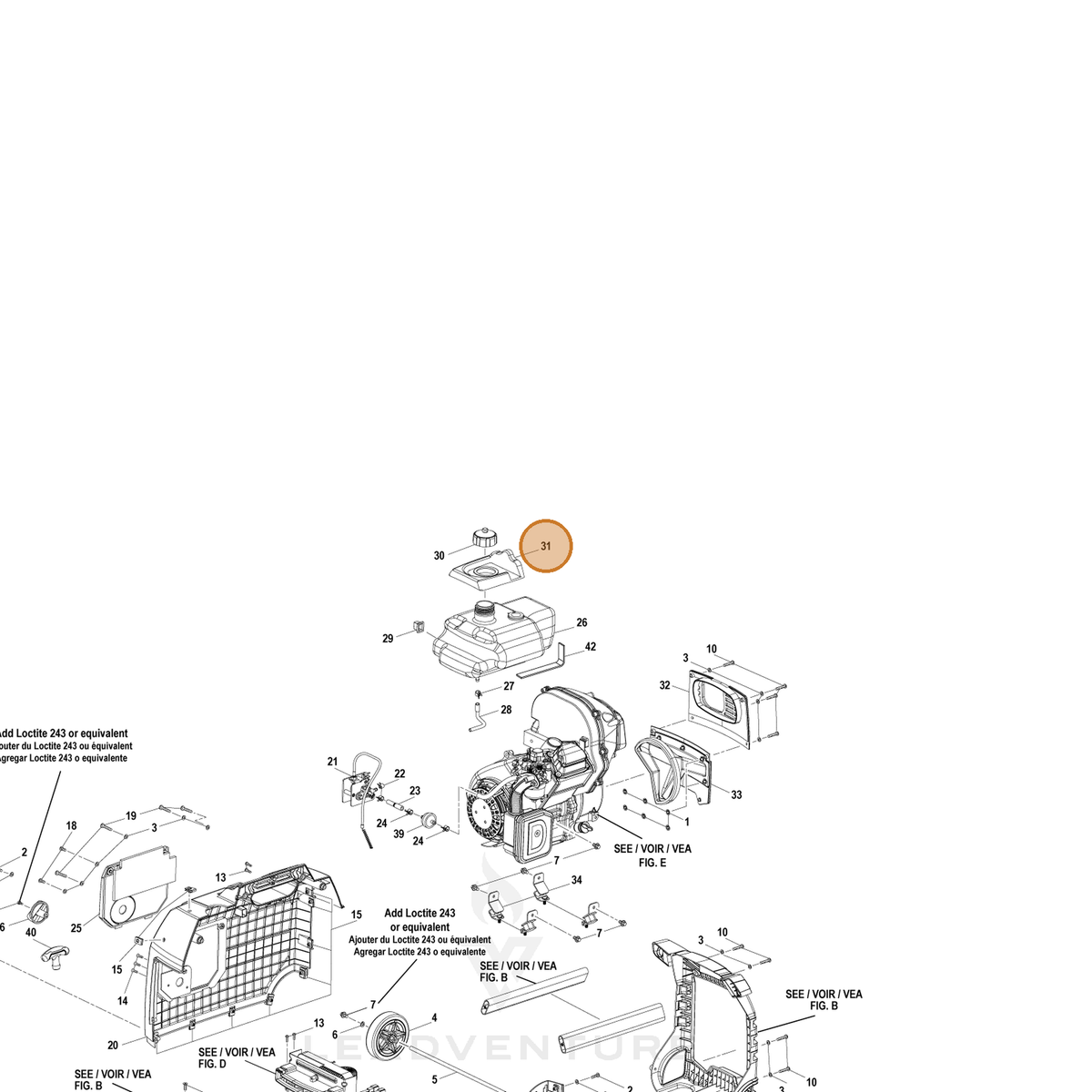 ECHO part YH479000650 — IPL diagram snippet (6x zoom, amber highlight)