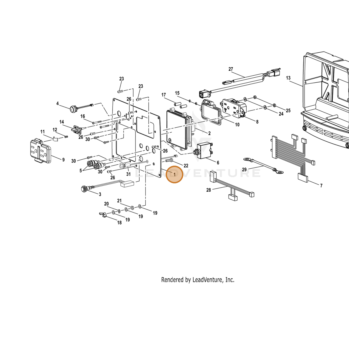 ECHO part YH479000660 — IPL diagram snippet (6x zoom, amber highlight)