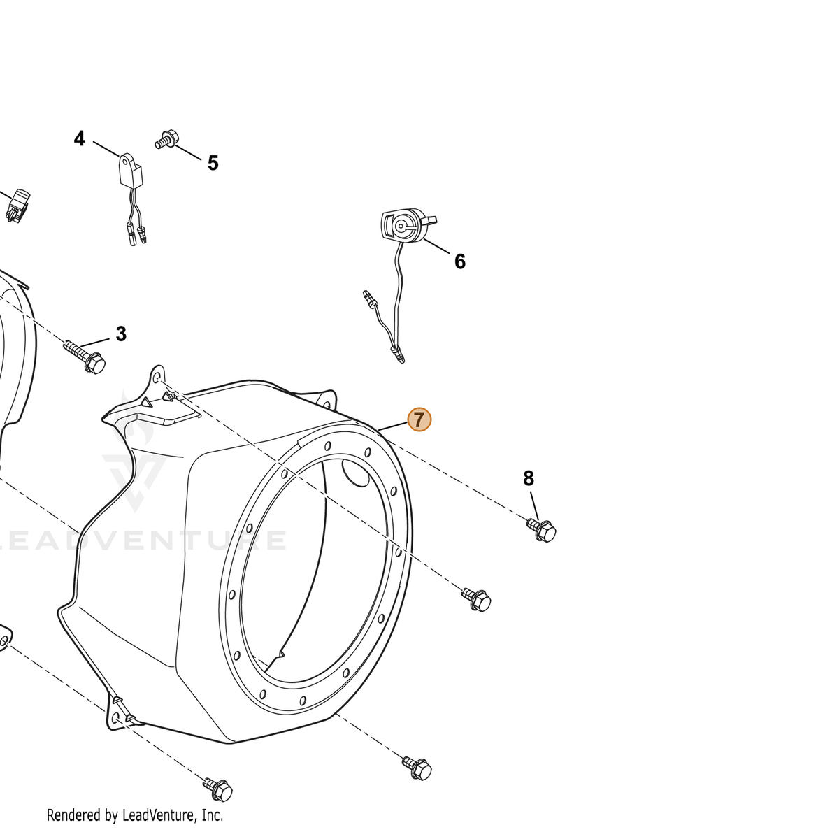 ECHO part YH479000690 — IPL diagram snippet (6x zoom, amber highlight)
