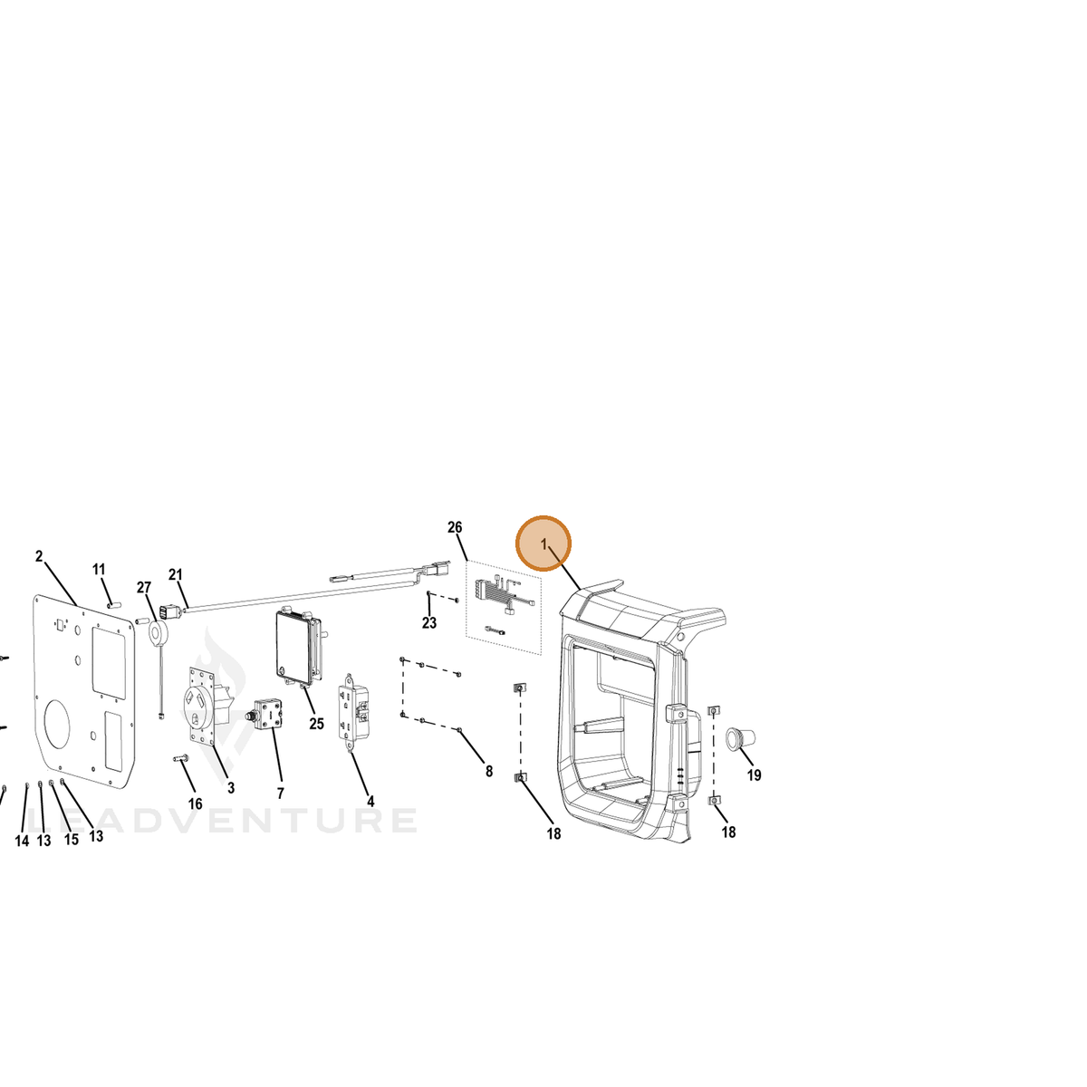 ECHO part YH479000790 — IPL diagram snippet (6x zoom, amber highlight)