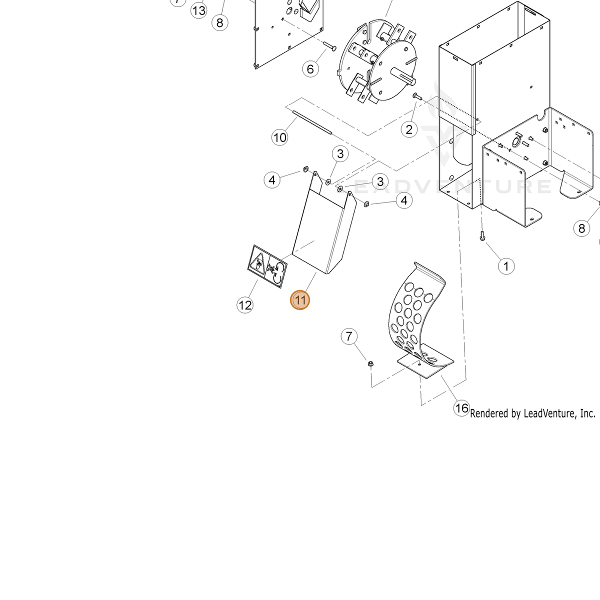 ECHO part YH479000800 — IPL diagram snippet (6x zoom, amber highlight)
