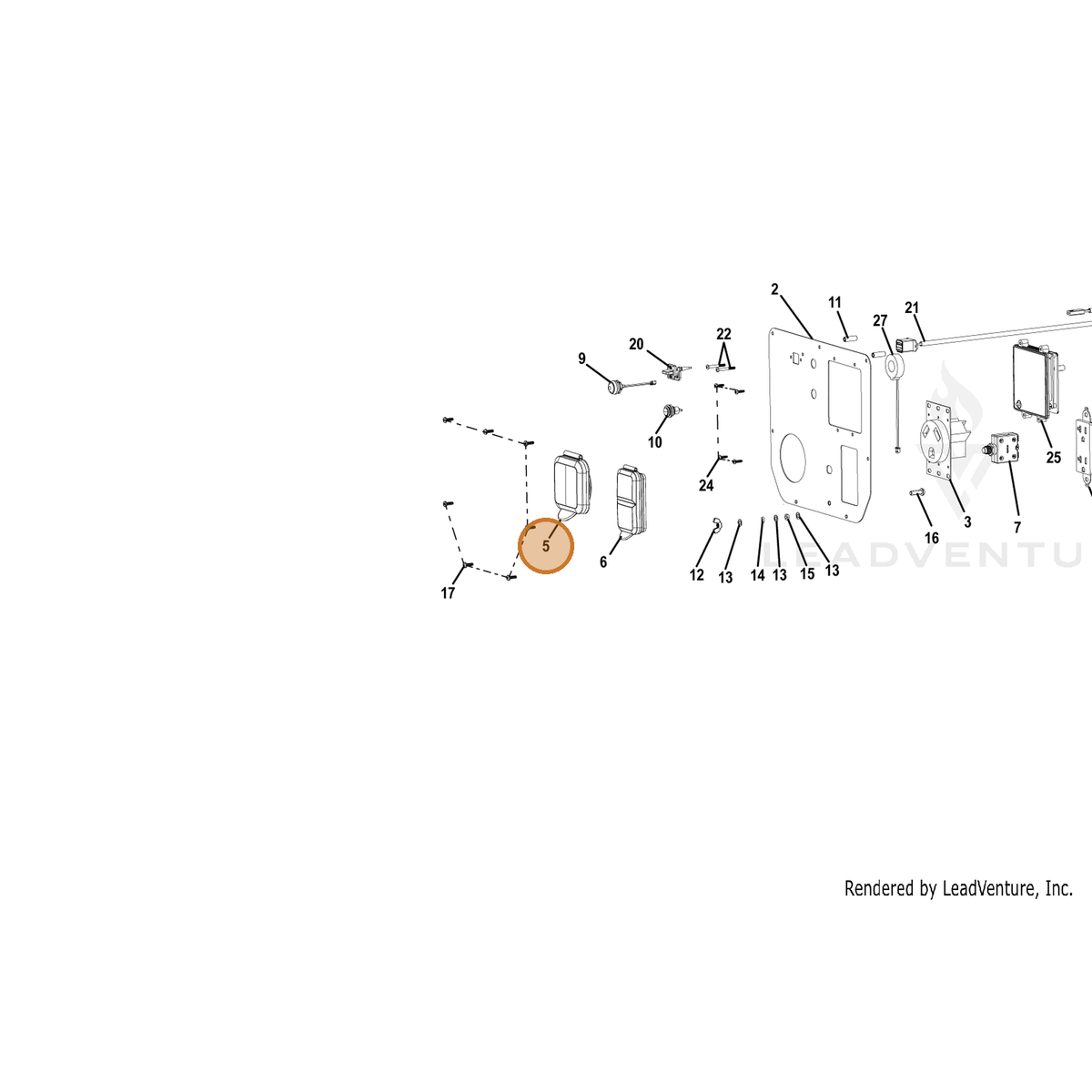 ECHO part YH479000830 — IPL diagram snippet (6x zoom, amber highlight)