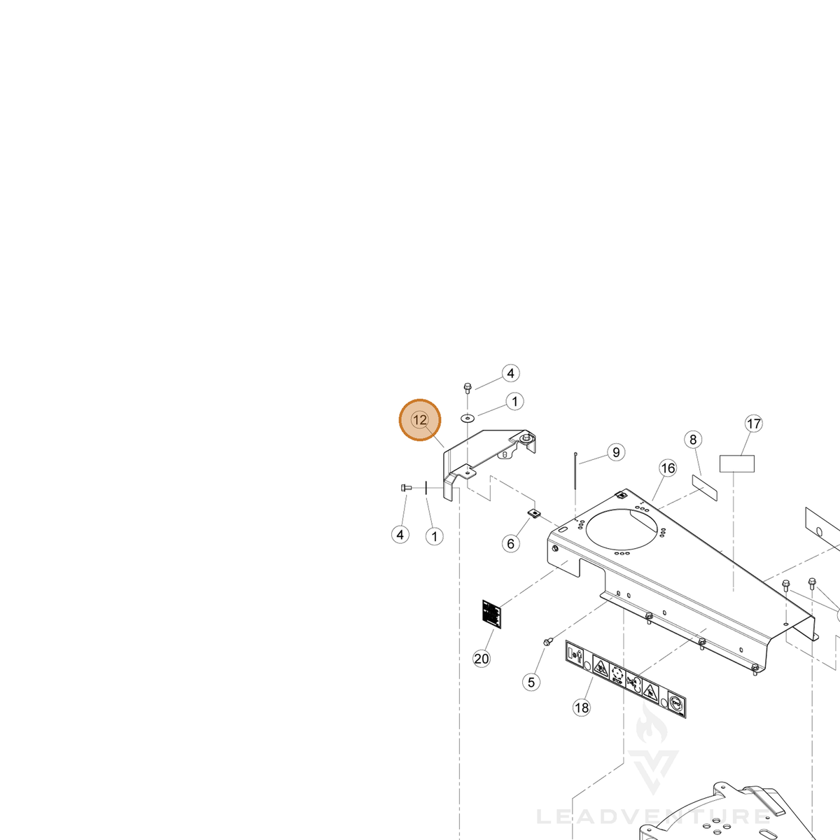 ECHO part YH479000880 — IPL diagram snippet (6x zoom, amber highlight)
