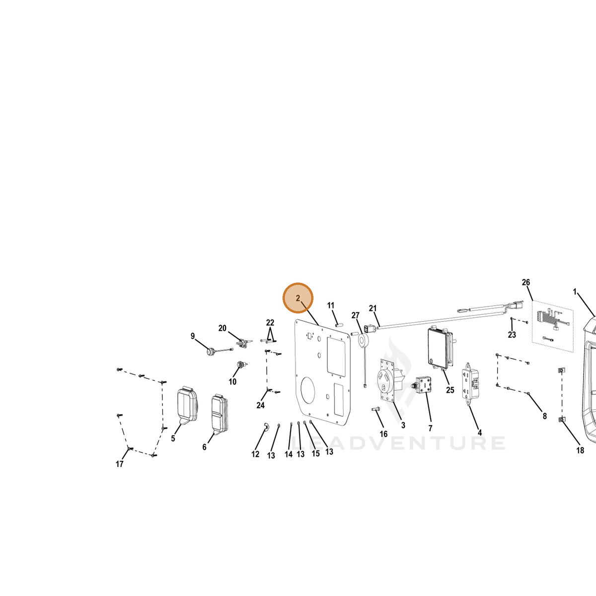 ECHO part YH479000930 — IPL diagram snippet (6x zoom, amber highlight)