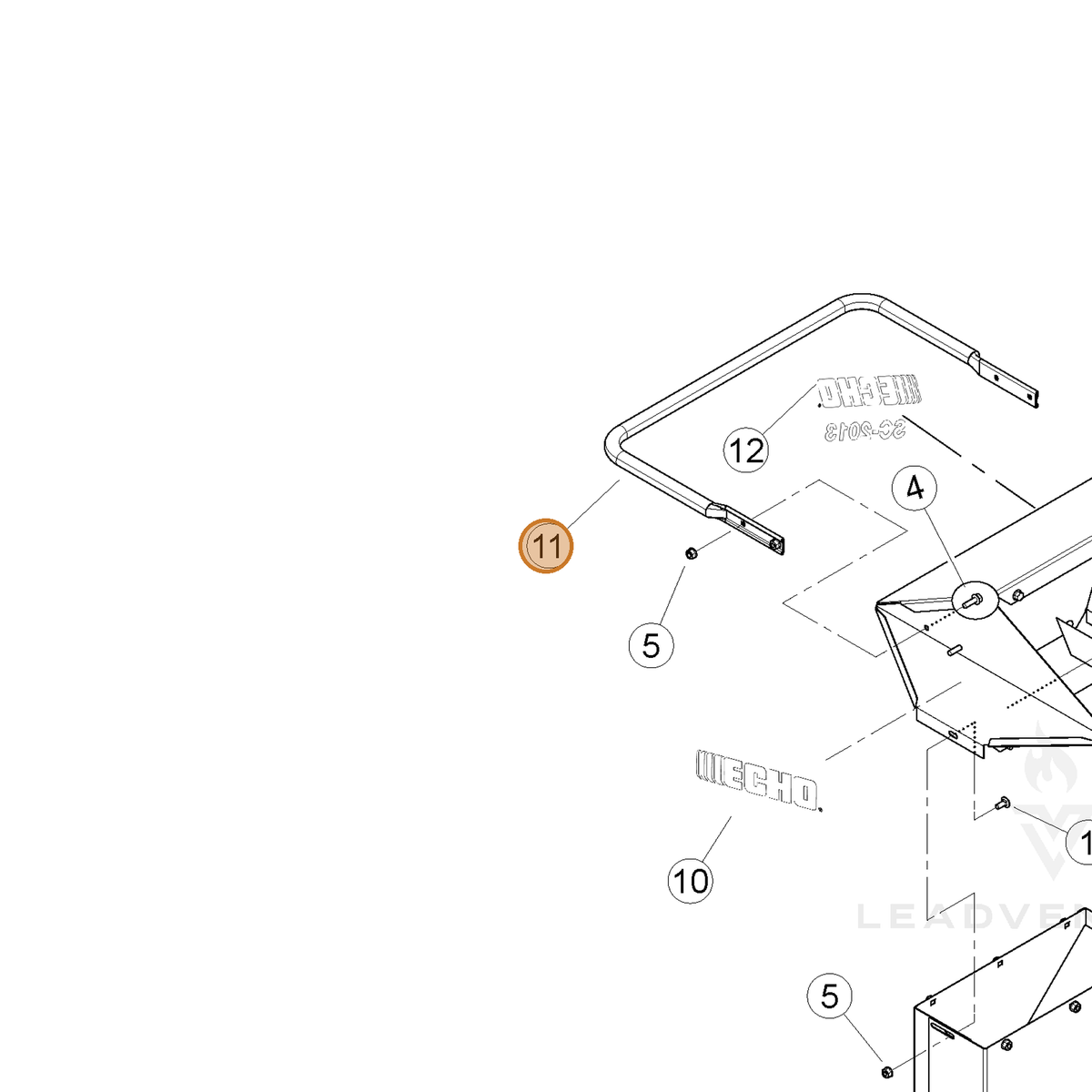 ECHO part YH479000970 — IPL diagram snippet (6x zoom, amber highlight)