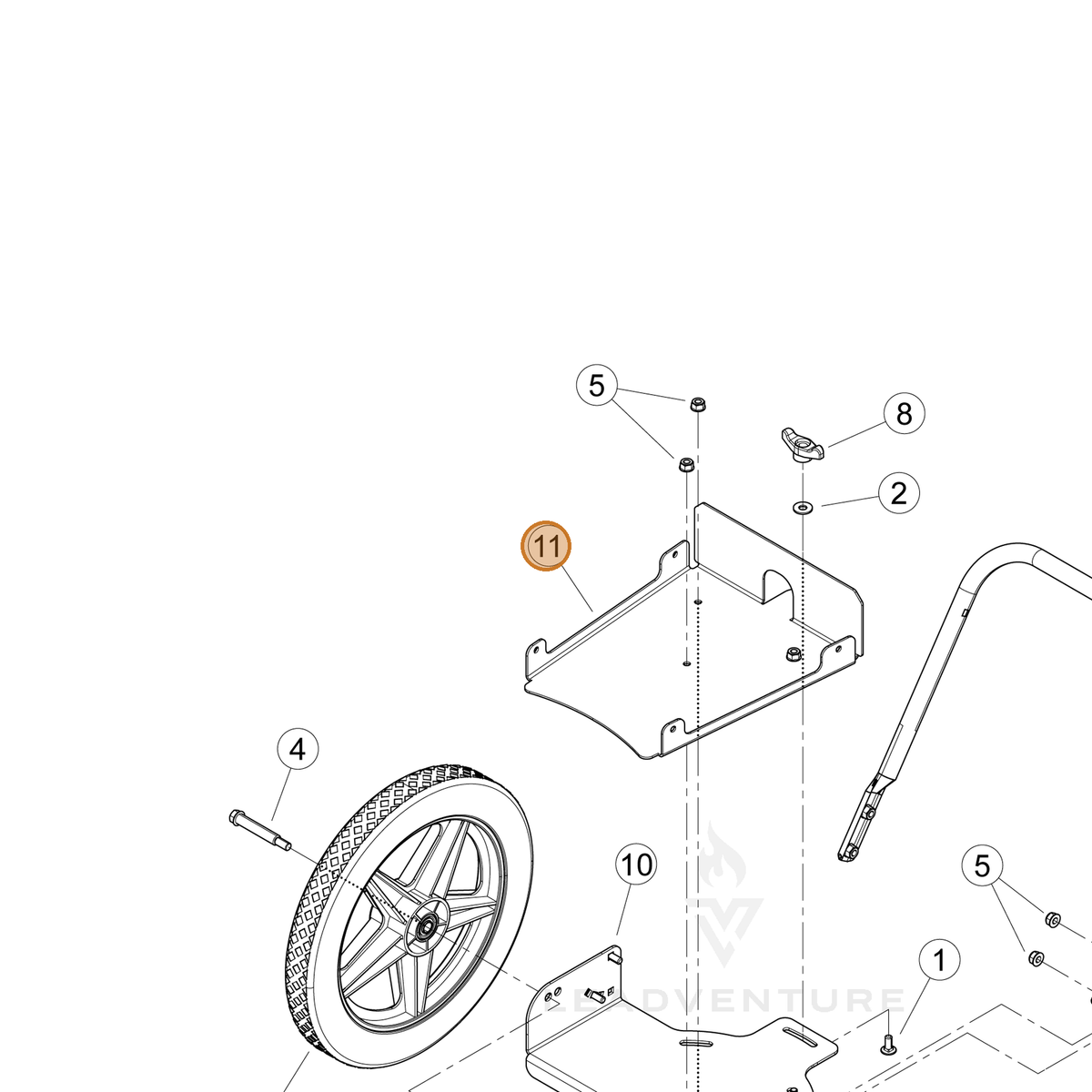 ECHO part YH479000990 — IPL diagram snippet (6x zoom, amber highlight)