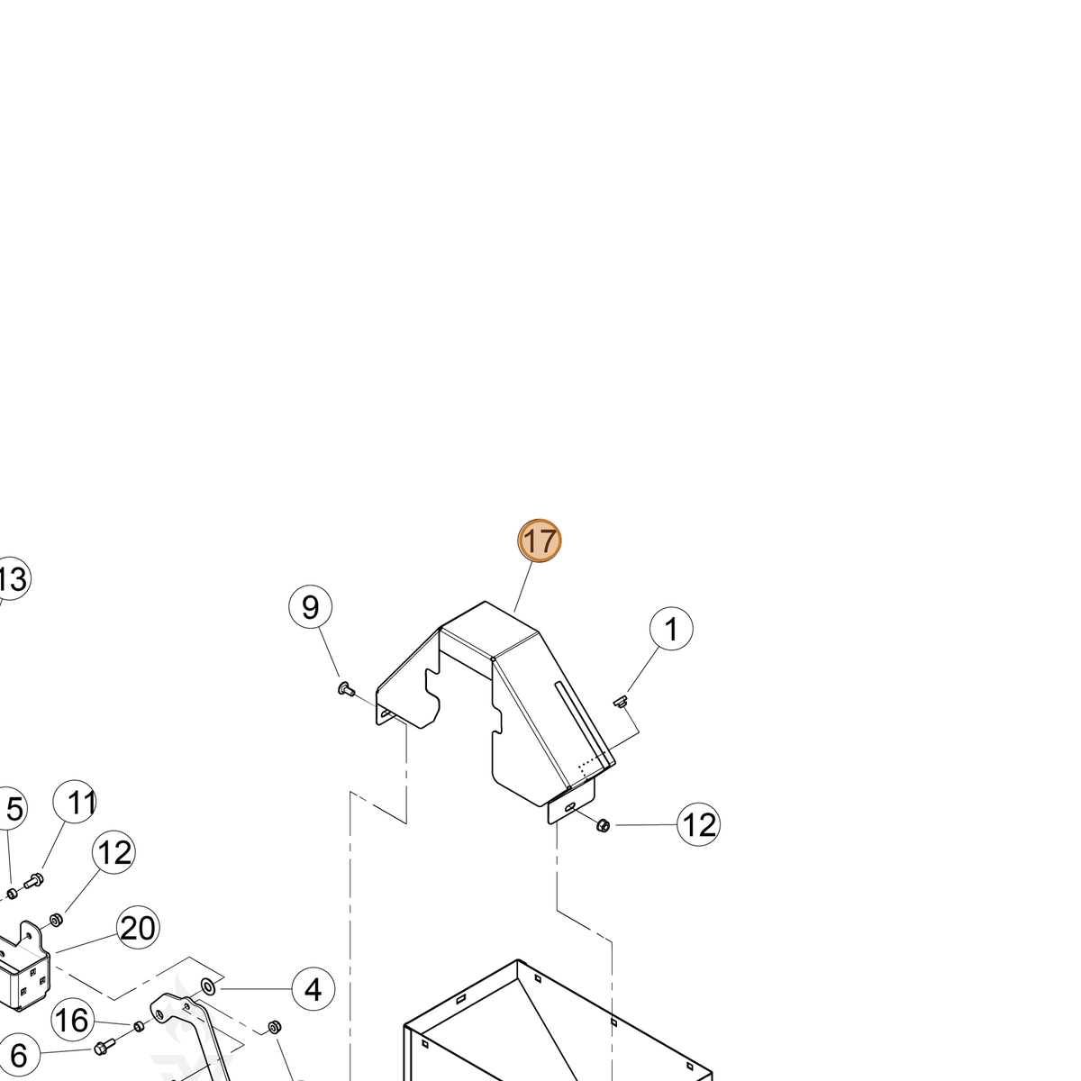 ECHO part YH479001020 — IPL diagram snippet (6x zoom, amber highlight)