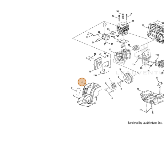 Echo part YH479001040 — IPL diagram snippet (6x zoom, amber highlight)